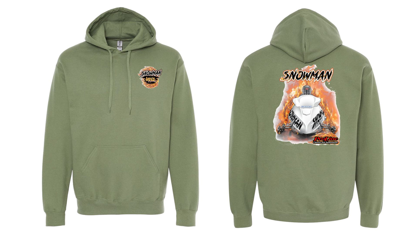 Military Green Flame Snowmobile Hoodie