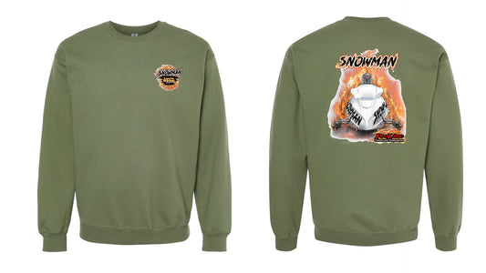 Military Green Flame Snowmobile Crewneck